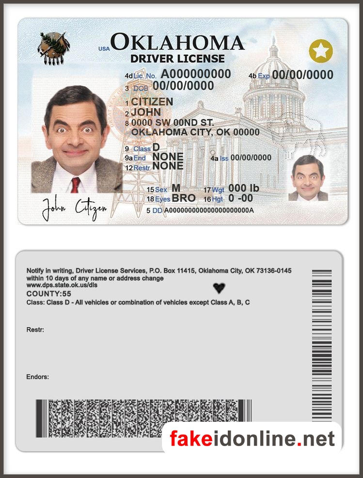 Oklahoma Driver License Template New